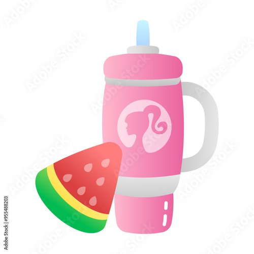 A flat icon of watermelon juice  