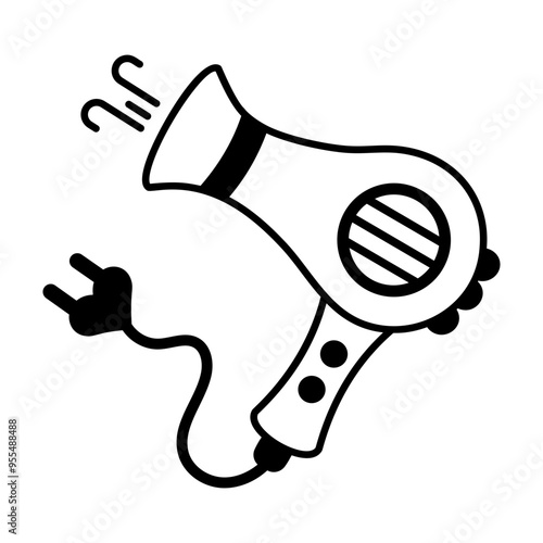 Hair dryer icon designed in glyph style 