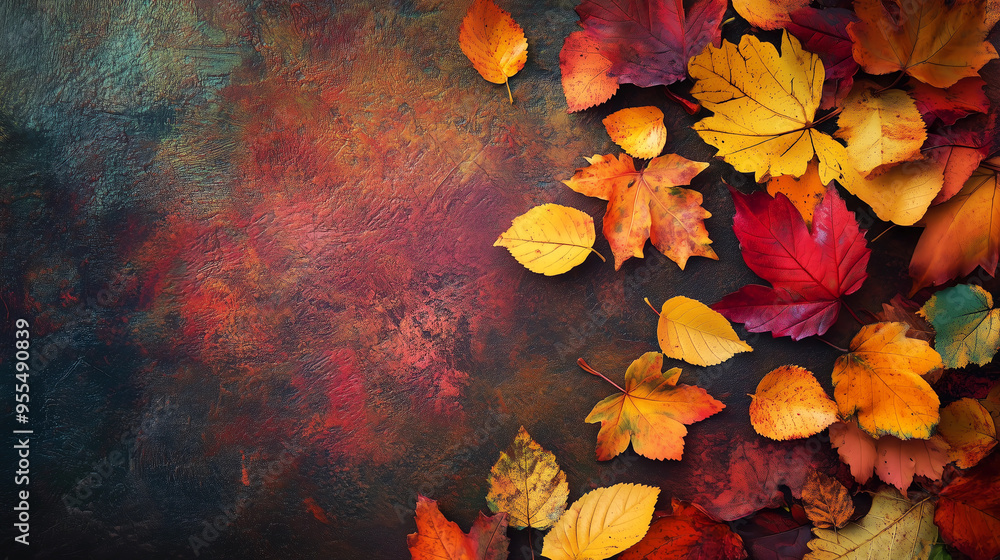 Abstract autumn themed background in warm red, orange and brown colors with copy space Abstract autumn themed background in warm red, orange and brown colors with copy space