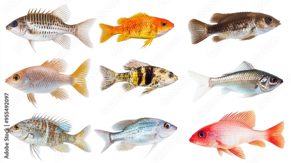 Collection of Colorful Freshwater Fish Collection of Colorful Freshwater Fish