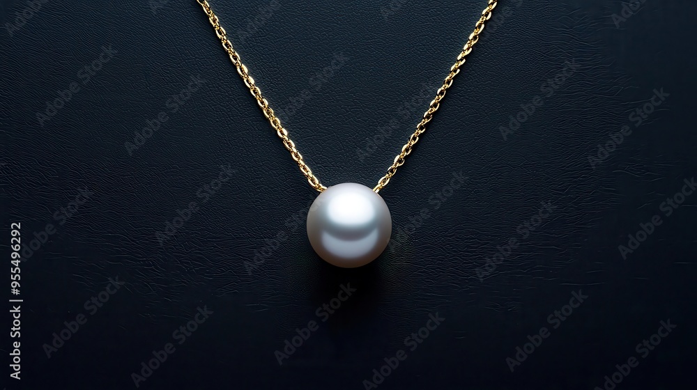 Minimalist gold necklace with a single pearl, isolated on a dark background, high contrast, photorealistic Minimalist gold necklace with a single pearl, isolated on a dark background, high contrast, photorealistic