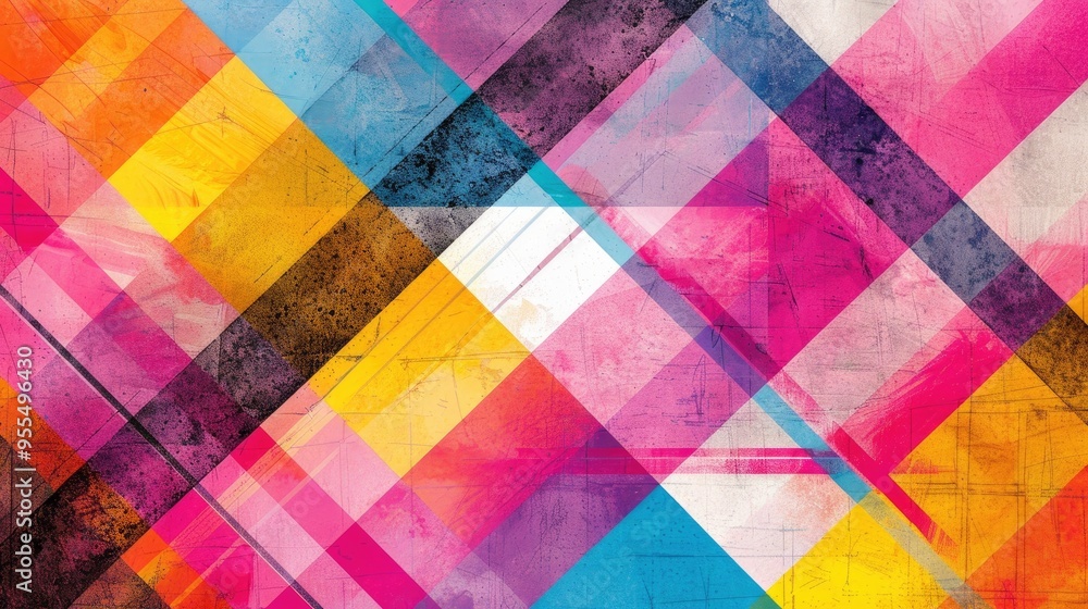 Abstract Colorful Geometric Pattern with Grunge Texture Abstract Colorful Geometric Pattern with Grunge Texture
