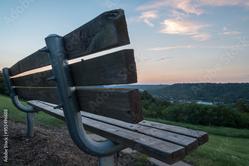 Wallpaper Mural park bench over looking the ohio river Torontodigital.ca