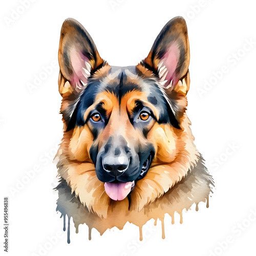 german shepherd dog watercolor icon isolated 