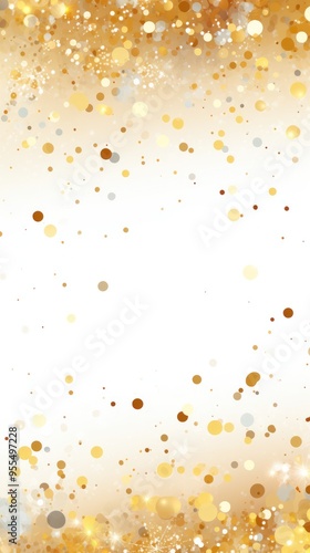 Elegant Gold Glitter and Confetti Frame Background with Sparkling Accents