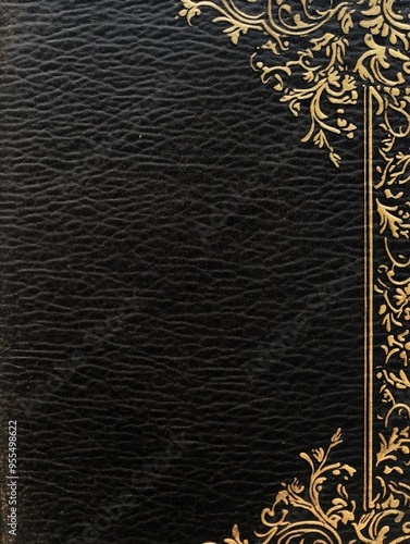 Antique Leather-bound Book with Embossed Decorative Filigree
