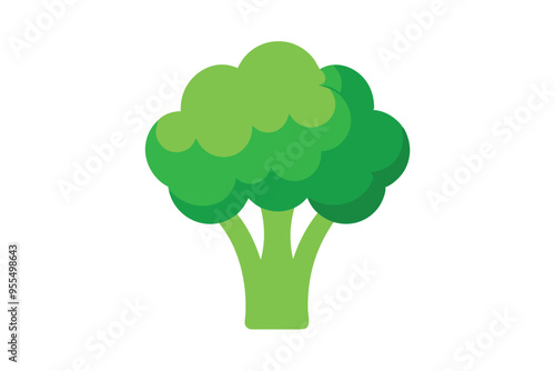 broccoli clean silhouette color vector illustration white K.eps