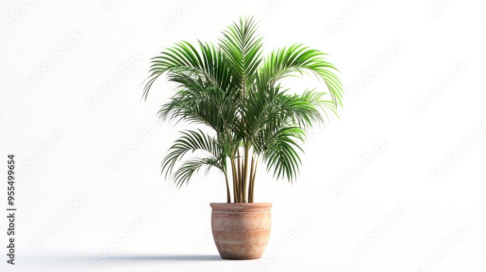 Obraz premium Potted Palm Tree on White Background