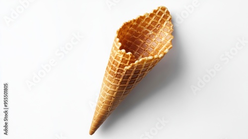 Empty Waffle Cone on a White Background