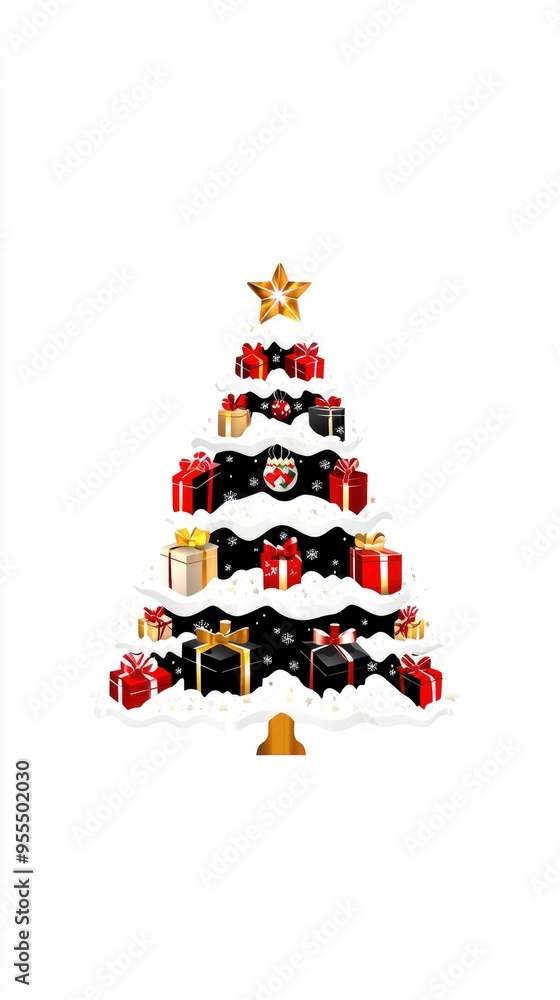 Christmas Tree with Presents and Snow Christmas Tree with Presents and Snow