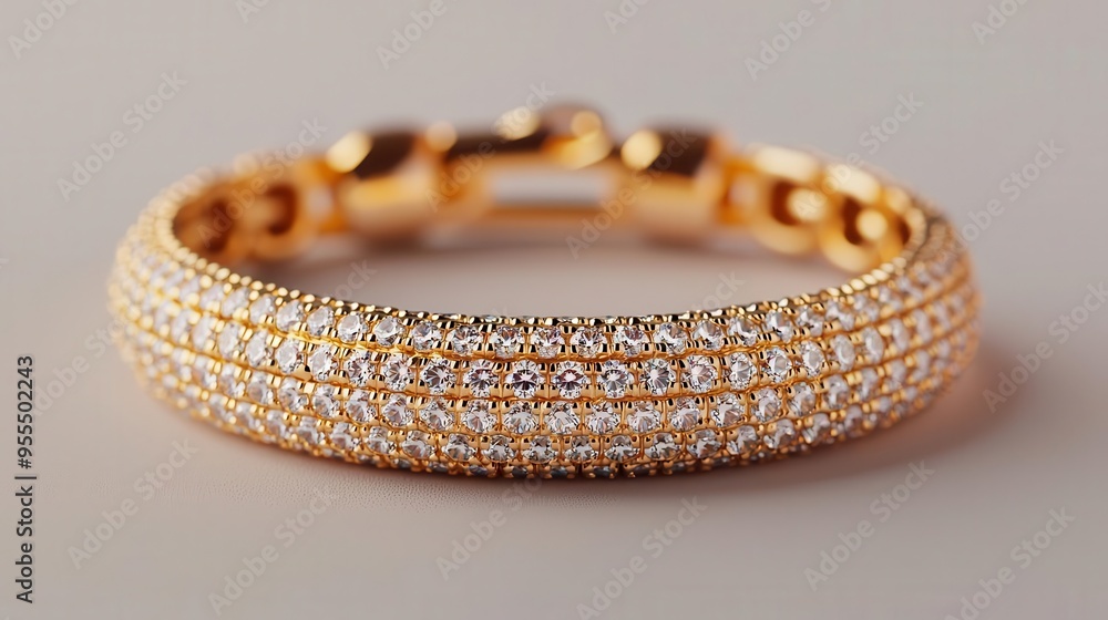 A bracelet with diamond-encrusted global icons, photorealistic, high detail, soft shadows, warm tones A bracelet with diamond-encrusted global icons, photorealistic, high detail, soft shadows, warm tones