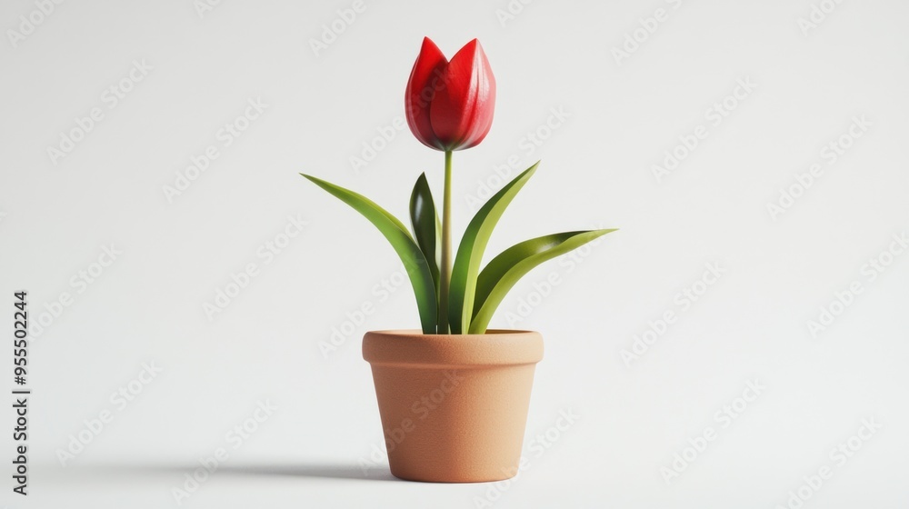 Single Red Tulip in a Terracotta Pot Single Red Tulip in a Terracotta Pot