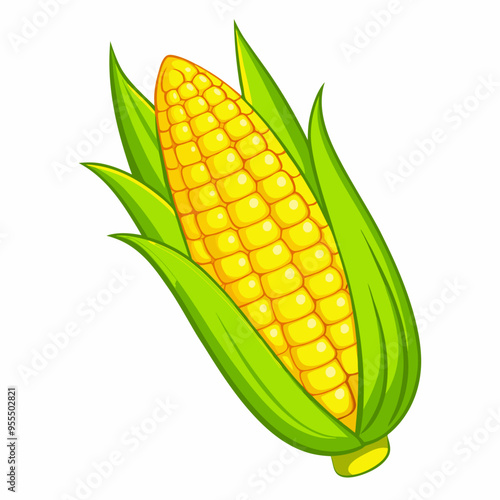 A simple corn cartoon on a isolated white background (7)