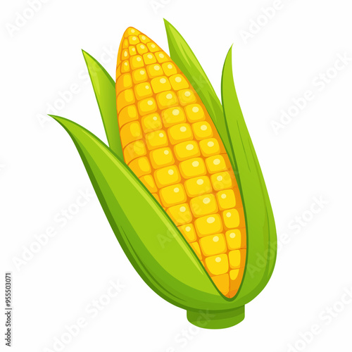 A simple corn cartoon on a isolated white background (10)