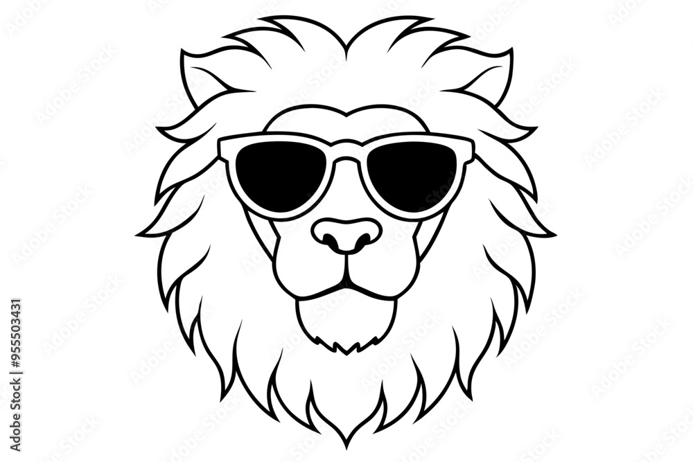 6 Lion Heads with Sunglasses – Vector Art Illustration 6 Lion Heads with Sunglasses – Vector Art Illustration