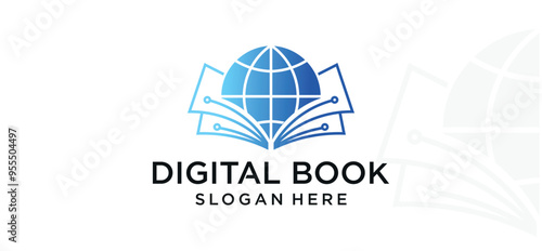 Book technology logo, Digital book logo design, online learning logo, digital book logo icon