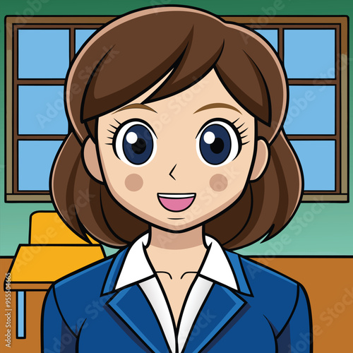 Teacher in the classroom illustration design