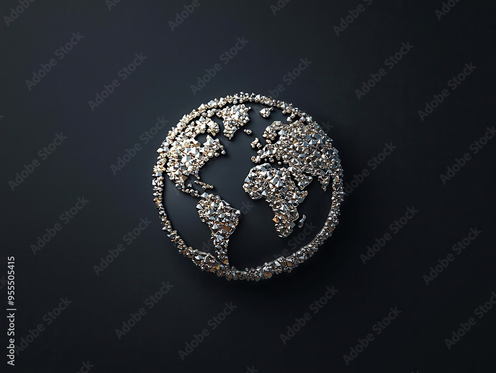 A diamond brooch in the shape of Earth, isolated on a dark background, photorealistic, high contrast A diamond brooch in the shape of Earth, isolated on a dark background, photorealistic, high contrast