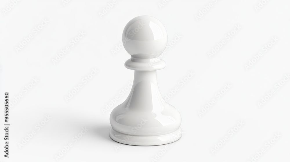 White Pawn Chess Piece on a White Background White Pawn Chess Piece on a White Background