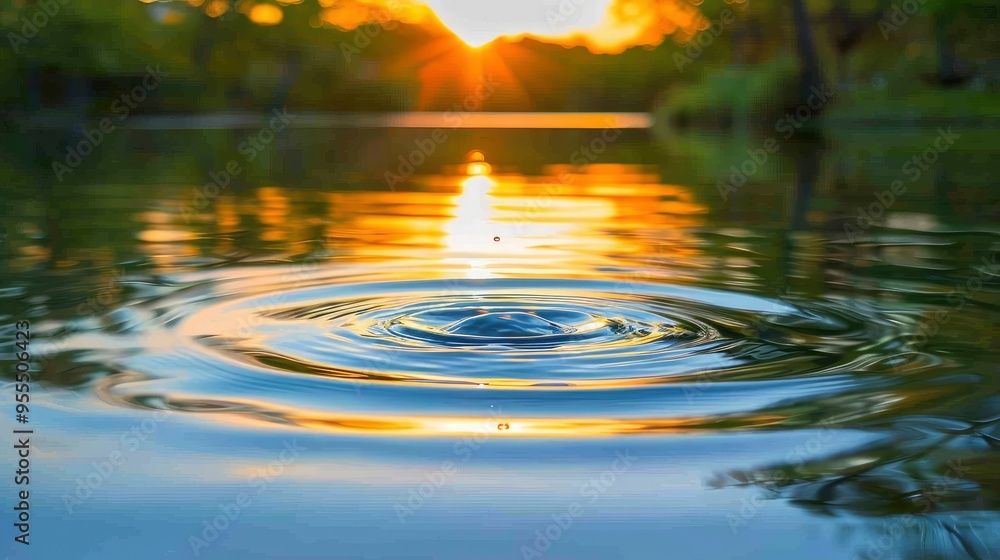 Water Droplet Ripples in Sunset Lake Water Droplet Ripples in Sunset Lake