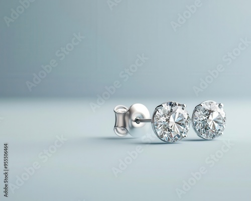 A pair of diamond earrings in the shape of the continents, photorealistic, clean design, soft light