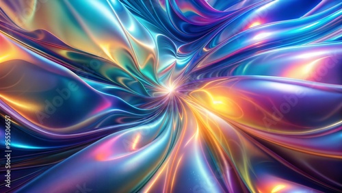 Abstract radiant swirl of multicolored light waves with dynamic motion