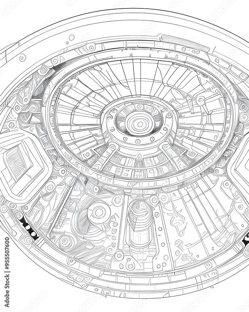 Naklejka premium Sketch of the gearbox. Drawing on a white background.