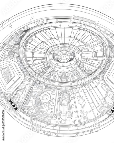 Sketch of the gearbox. Drawing on a white background.