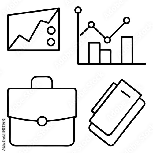 Calendar, Chart, and Wallet Icons - Vector Art