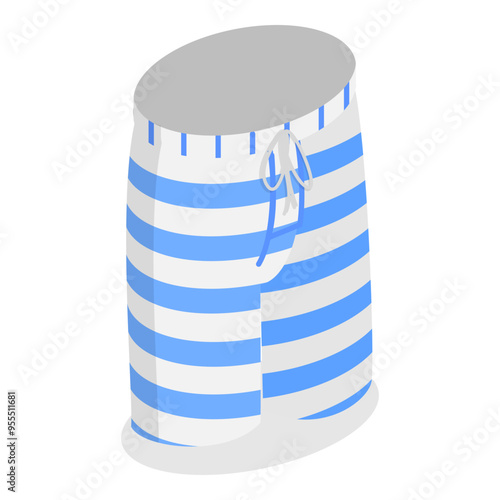 3D Isometric Flat Vector Illustration of Mens Underwear, Classic Boxers. Item 1