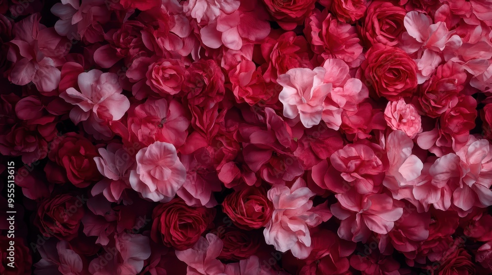 A densely packed arrangement of pink and red petals, forming a lush and textured floral surface that evokes a sense of luxury, passion, and the delicate beauty of nature. A densely packed arrangement of pink and red petals, forming a lush and textured floral surface that evokes a sense of luxury, passion, and the delicate beauty of nature.