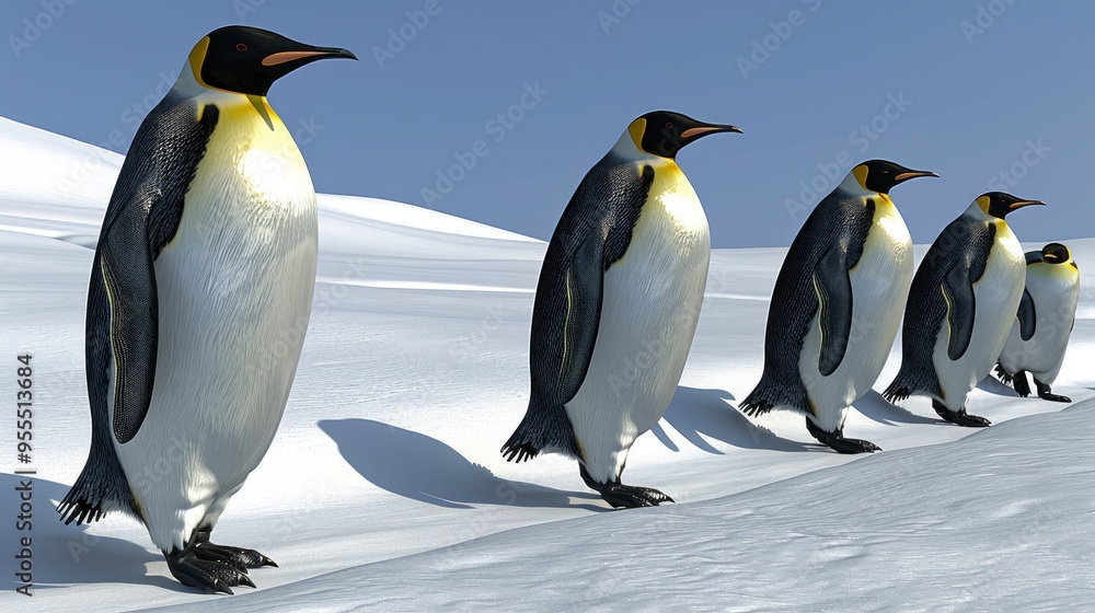 Fototapeta premium Penguins in a line