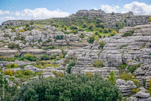 Rock formations with curious shapes in the Torcal de Antequera in the province of Malaga