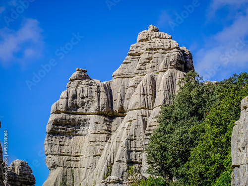 Rock formations with curious shapes in the Torcal de Antequera in the province of Malaga