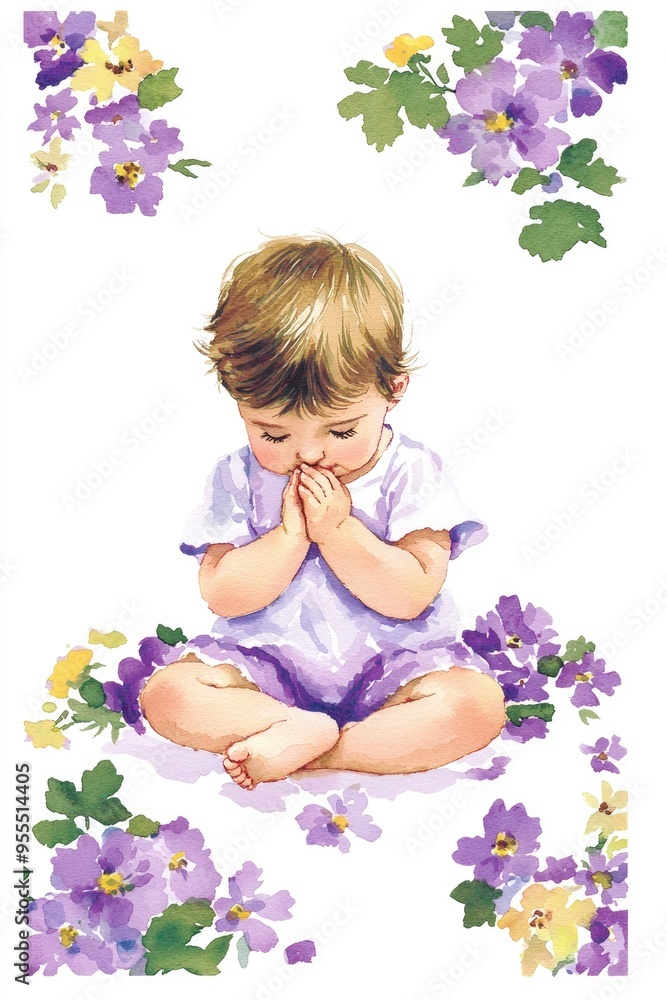 Little Girl Praying with Flowers Little Girl Praying with Flowers