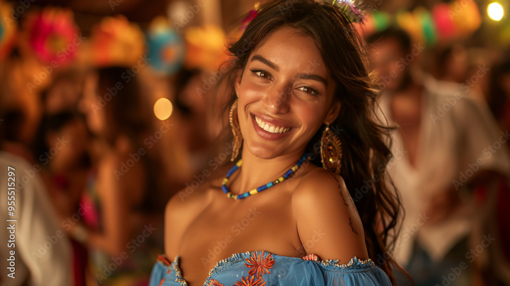 Beautiful woman smiling and having fun at a party Beautiful woman smiling and having fun at a party