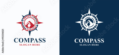 Compass vector logo collection, compass direction logo with elegant style, modern compass logo.