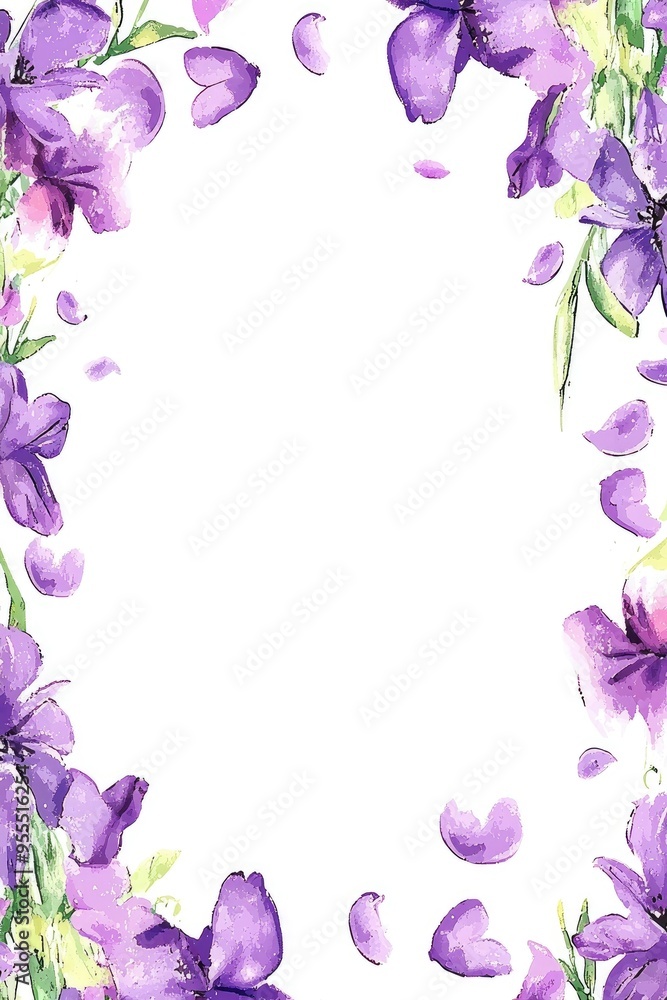 Purple Flower Frame with White Background Purple Flower Frame with White Background