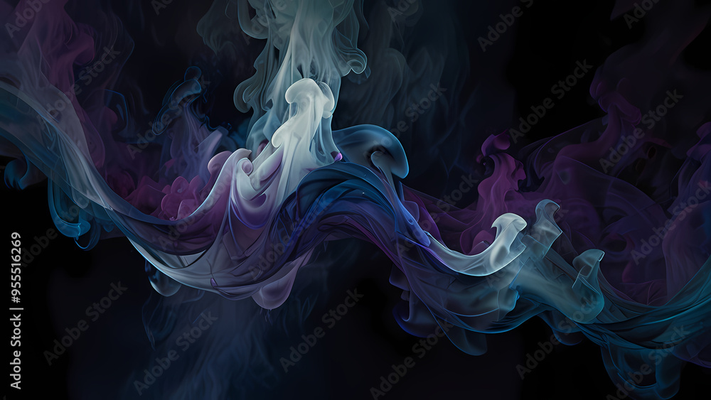 Fototapeta premium Whirling smoke patterns intertwining in a dance of light and dark tones