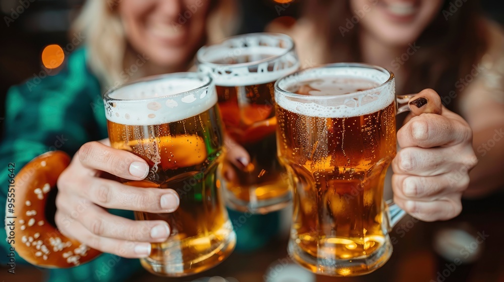 Friends Toasting Beer in Pub Friends Toasting Beer in Pub