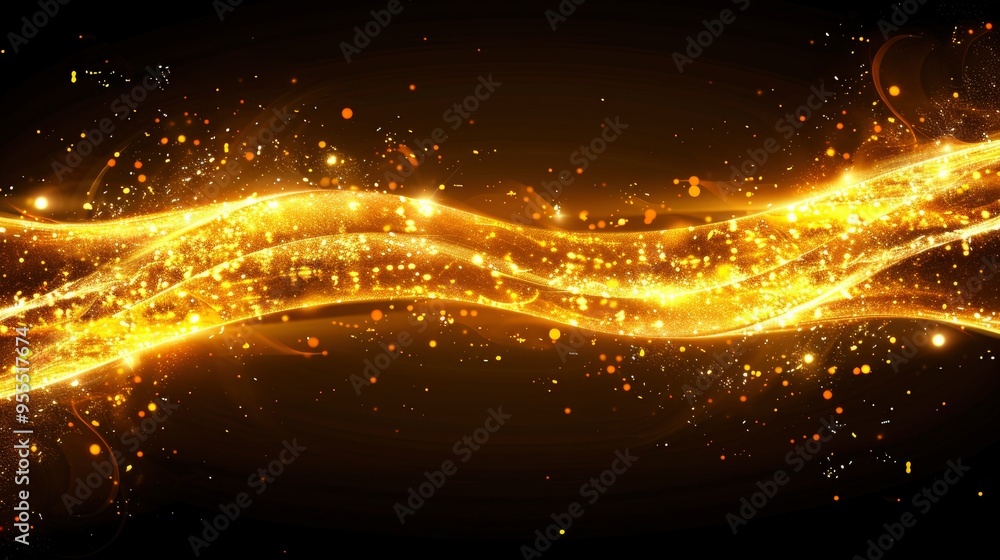 Obraz premium Golden Light Wave Abstract Background