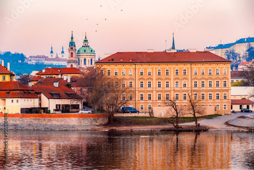 Wallpaper Mural View of the city of Prague castle in hradcany and the Vltava river with Charles bridge in Prague, Czech Republic. Torontodigital.ca