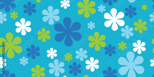 Retro 60s Floral Pattern | Repeating Mod Background | Mid Century Modern Design | 1960s Flower Child Seamless Graphic | Peace, Love and Hippies