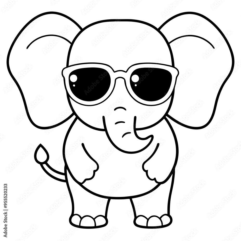 Charming Elephant Rocking Sunglasses - Vector Art Charming Elephant Rocking Sunglasses - Vector Art