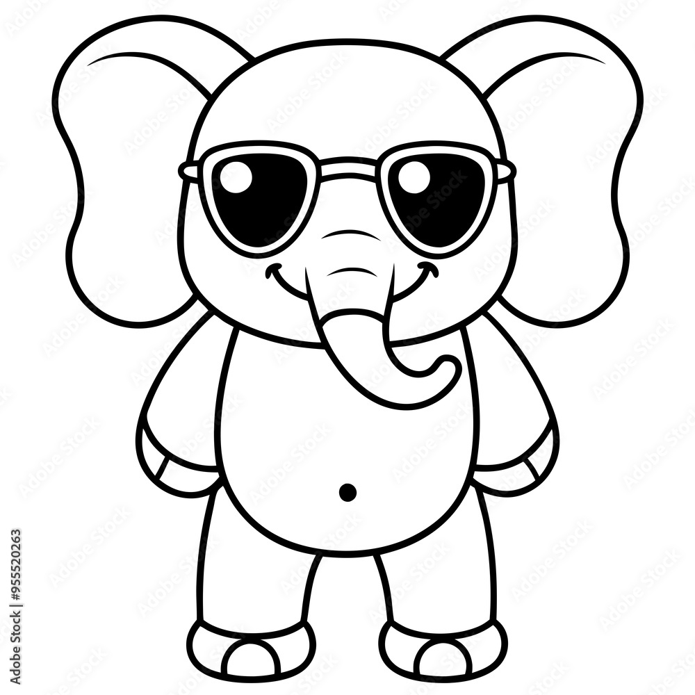 Charming Elephant Rocking Sunglasses - Vector Art Charming Elephant Rocking Sunglasses - Vector Art