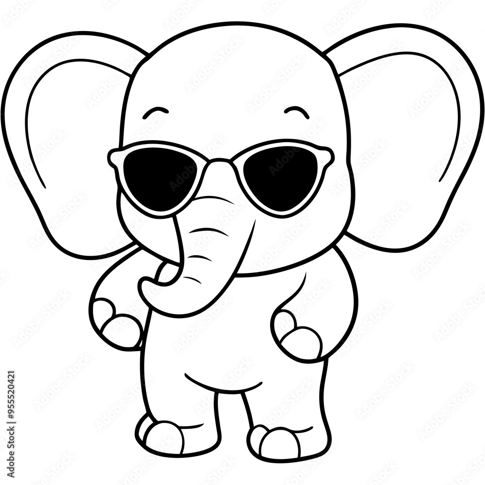 Charming Elephant Rocking Sunglasses - Vector Art