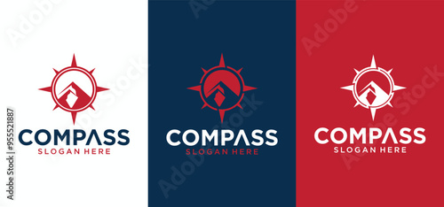 Compass vector logo collection, compass direction logo with elegant style, modern compass logo.