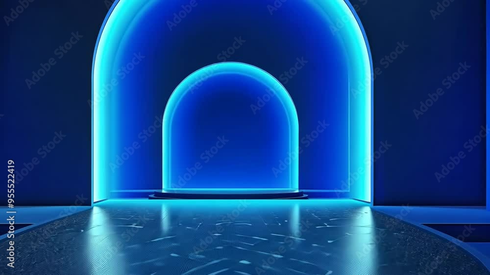 Illuminated podium setup for an event or presentation in a modern venue Illuminated podium setup for an event or presentation in a modern venue