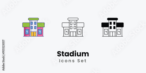 Stadium Icons thin line and glyph vector icon stock illustration