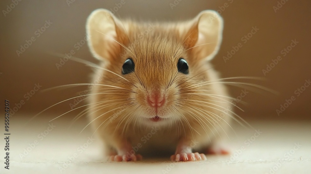 Close-up of an adorable brown mouse with large black eyes Close-up of an adorable brown mouse with large black eyes